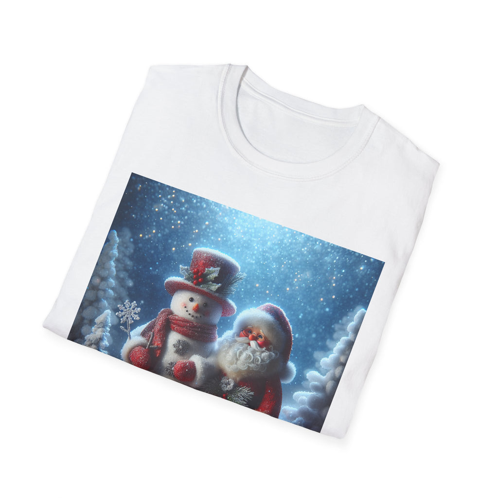 Christmas Santa & Snowman T-Shirt — Holiday Winter Scene Tee