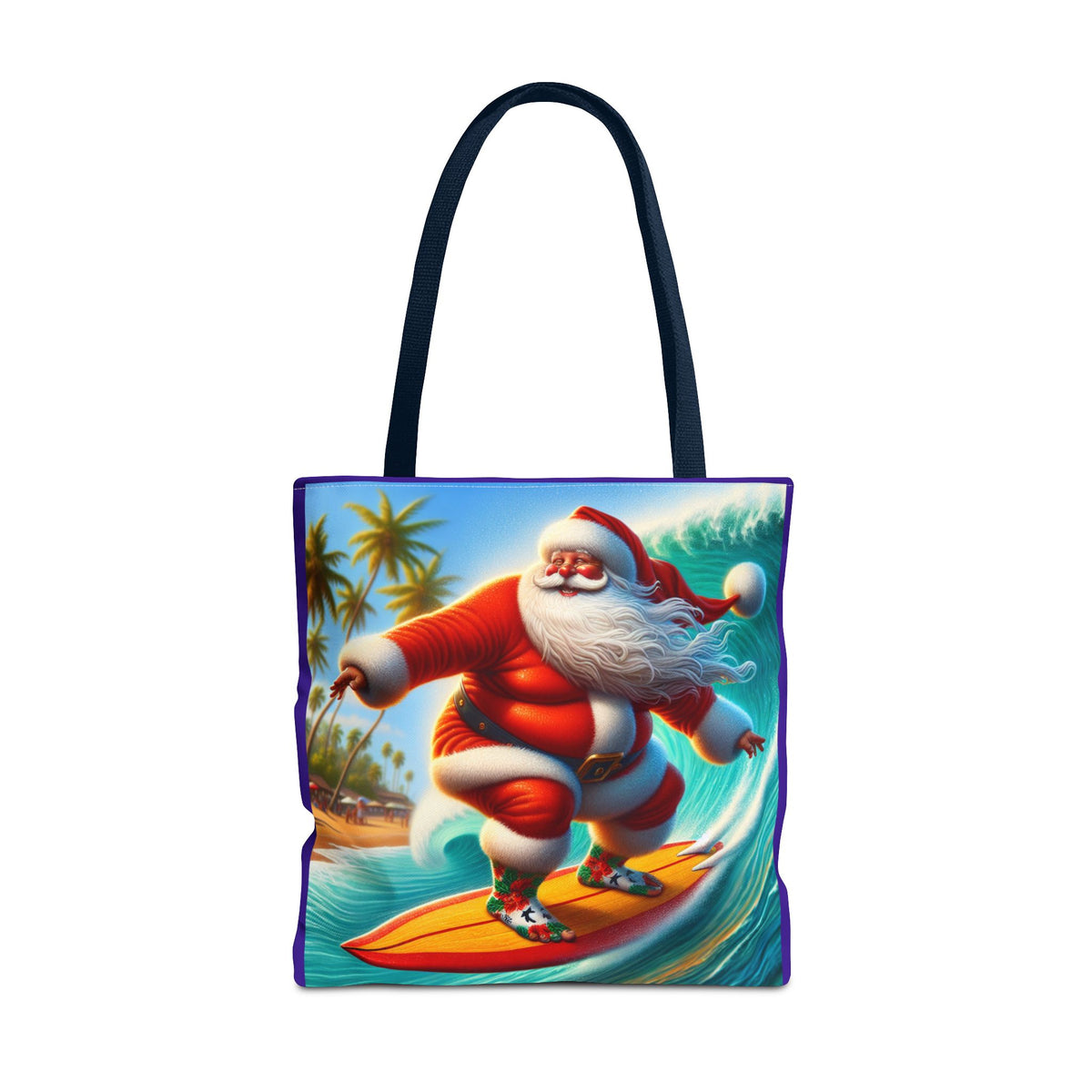 Surfing Santa Tote Bag — Tropical Christmas Beach Holiday Tote