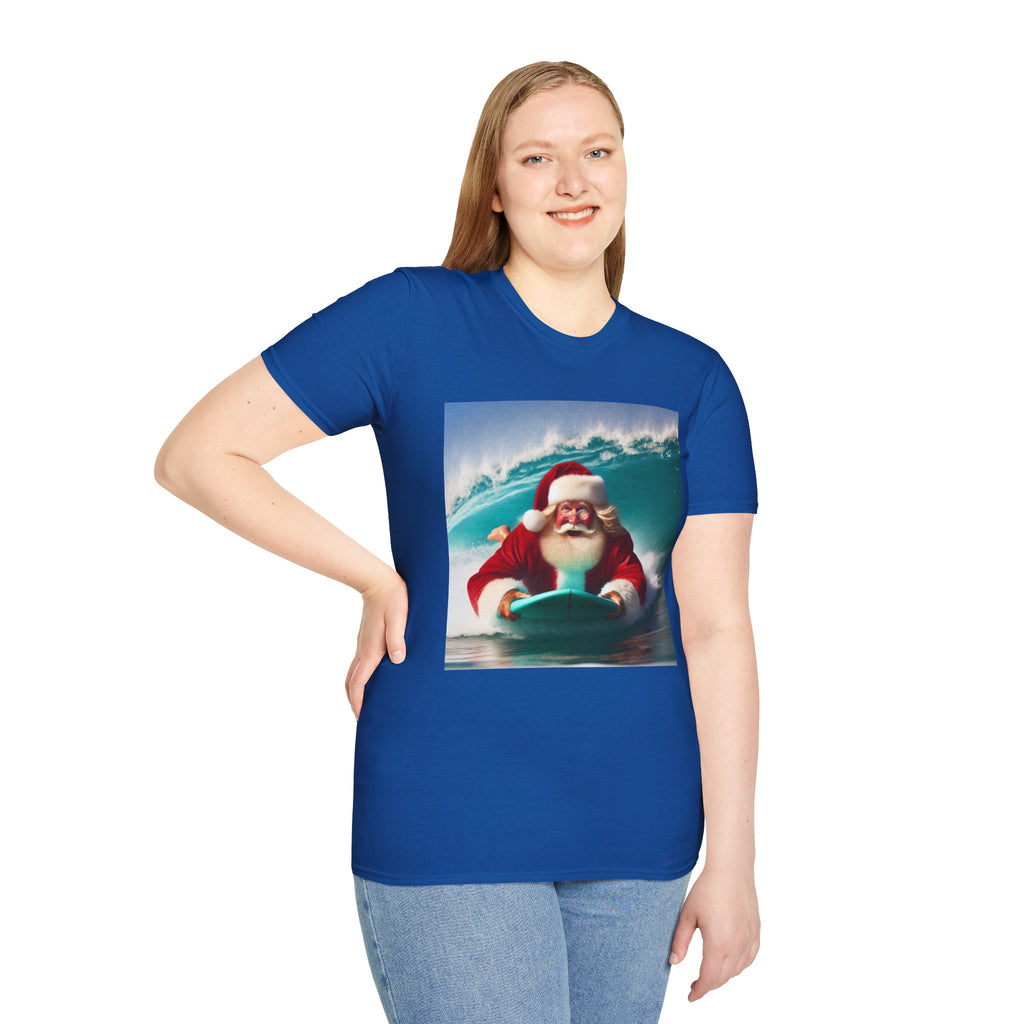 Surfing Santa T-Shirt — Funny Christmas Surf Holiday Tee