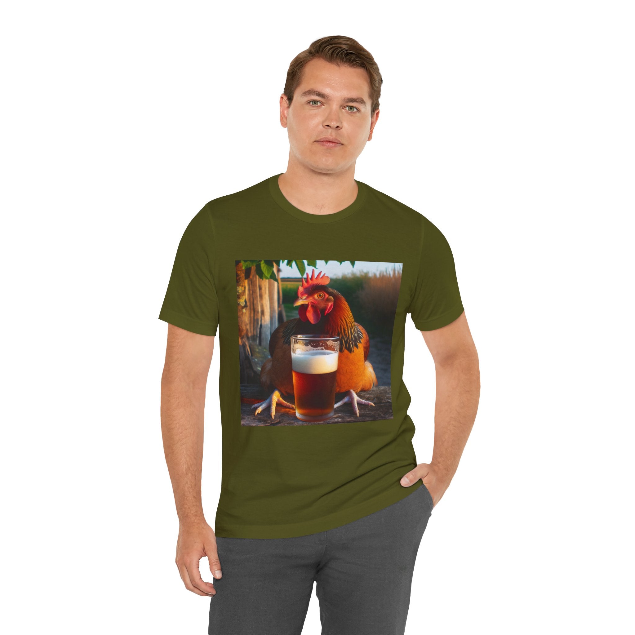 Funny Rooster with Beer Graphic Unisex T-Shirt