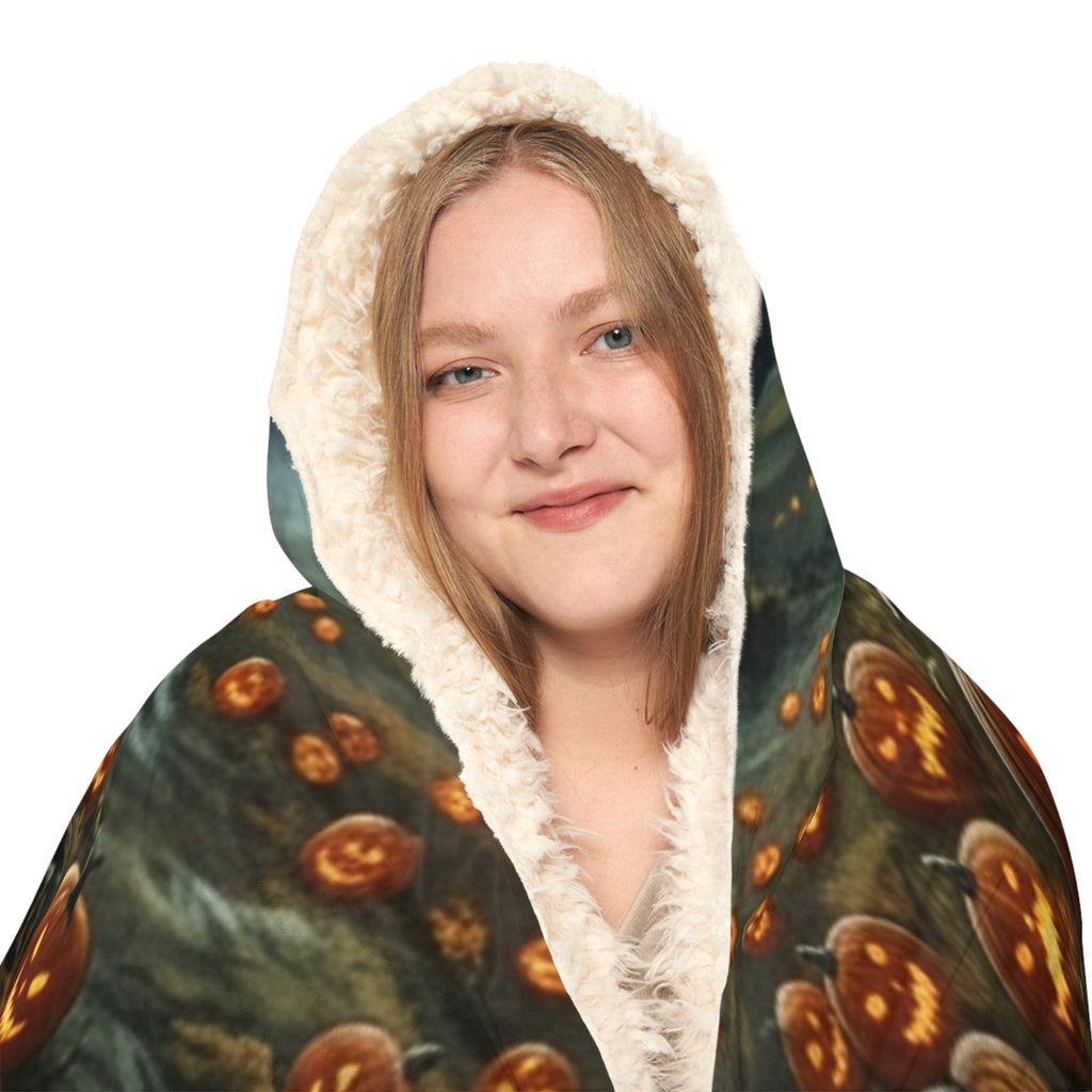 Halloween Jack-O'-Lantern Hooded Blanket — Spooky Pumpkin Snuggle Throw