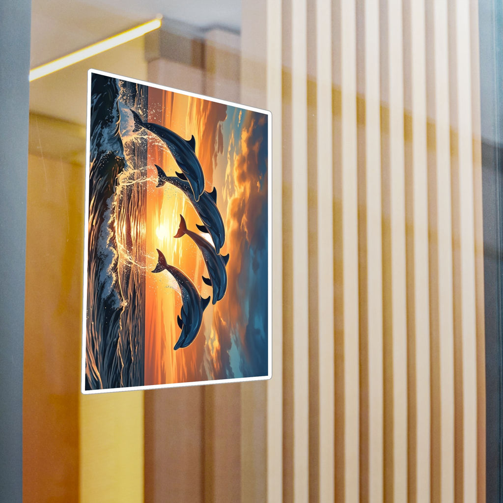Dolphin Sunset Kiss-Cut Vinyl Decal