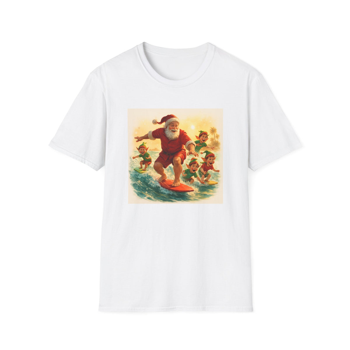 Surfing Santa Vintage Christmas T-Shirt