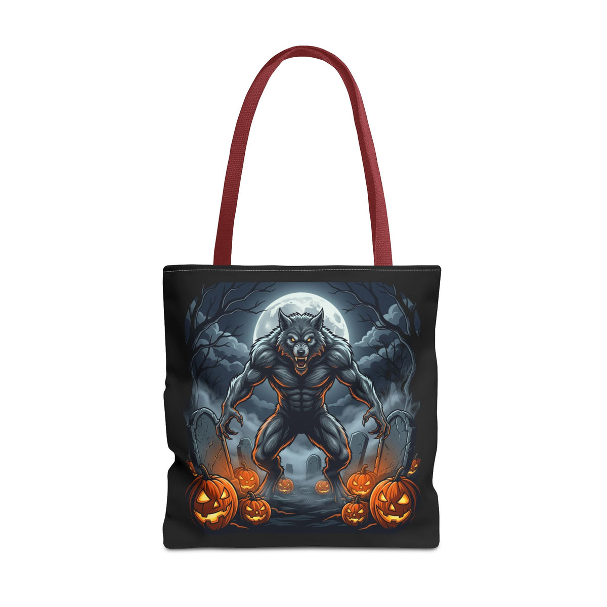 Werewolf Halloween Tote Bag — Full Moon Pumpkin Horror AOP Tote