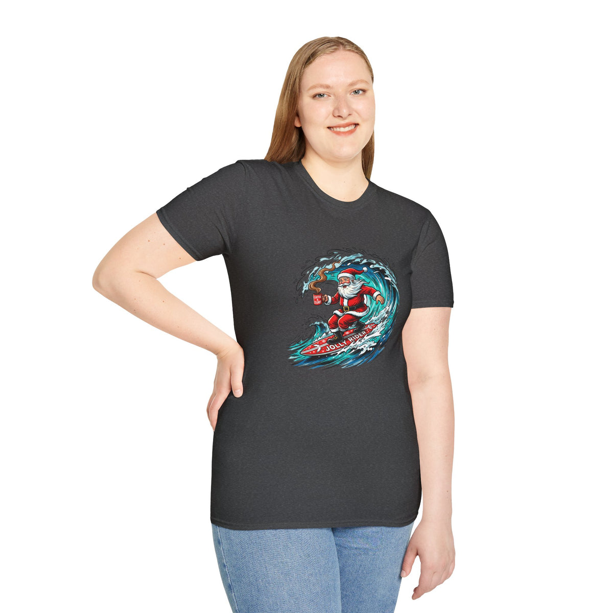 Santa Surfing T-Shirt — Surfing Santa Christmas Tee