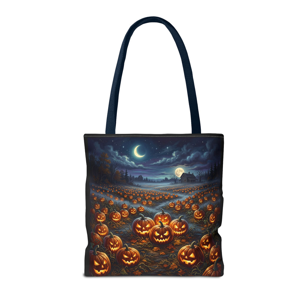 Halloween Pumpkin Patch Tote Bag — Spooky Night Jack-O'-Lantern Canvas Tote