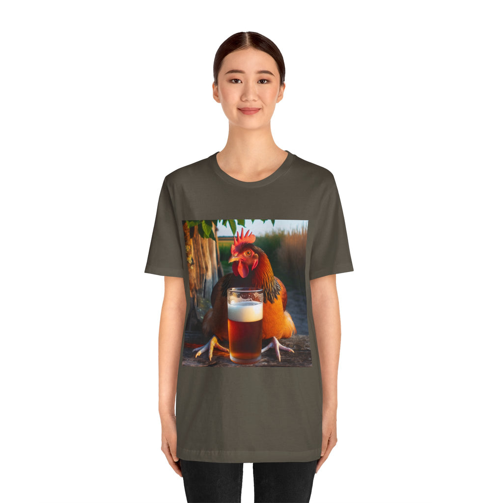 Funny Rooster with Beer Graphic Unisex T-Shirt