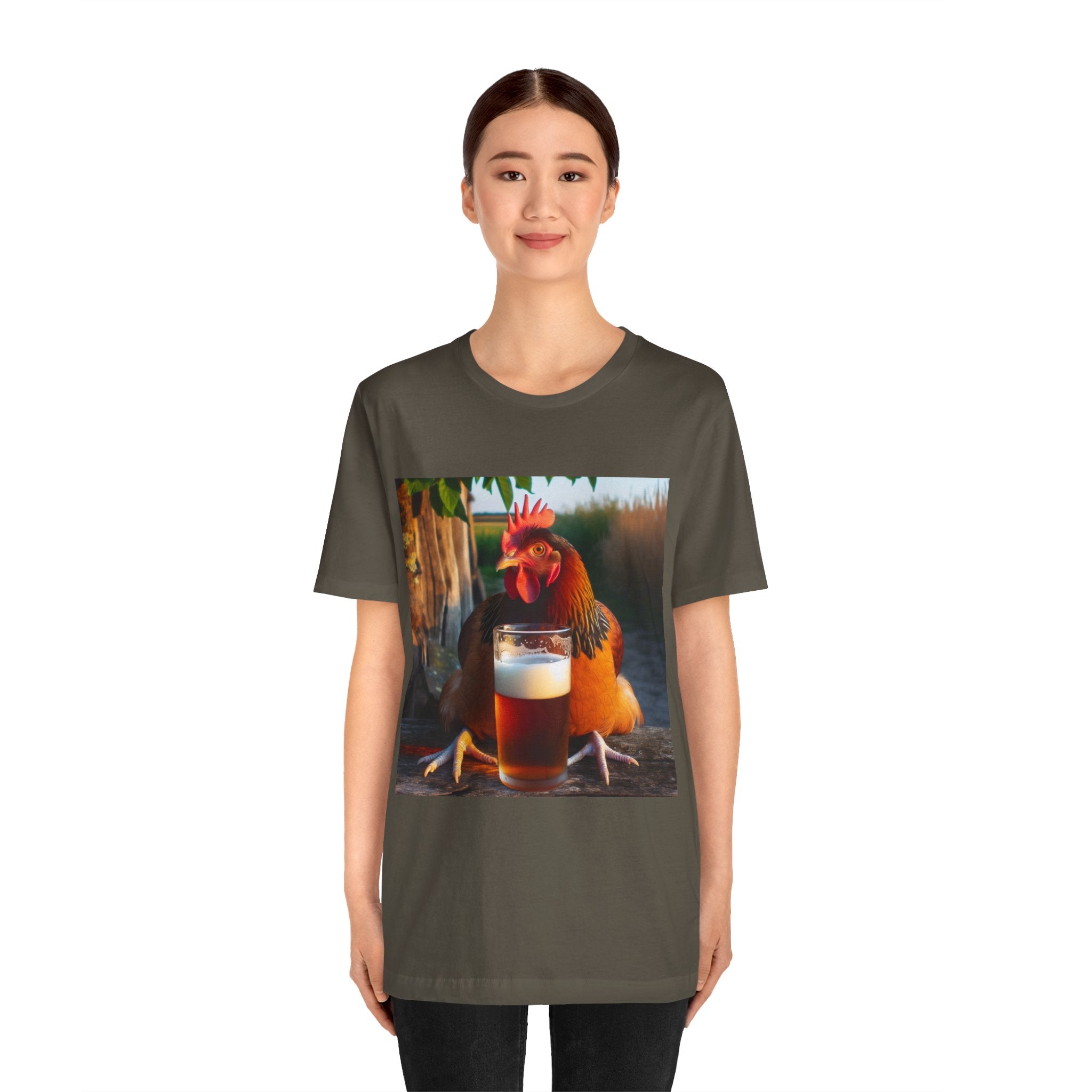 Funny Rooster with Beer Graphic Unisex T-Shirt