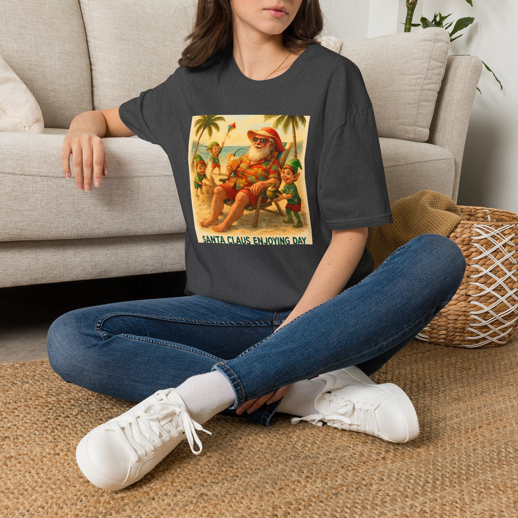 Santa Claus Enjoying Day T-Shirt – Retro Beach Holiday Tee