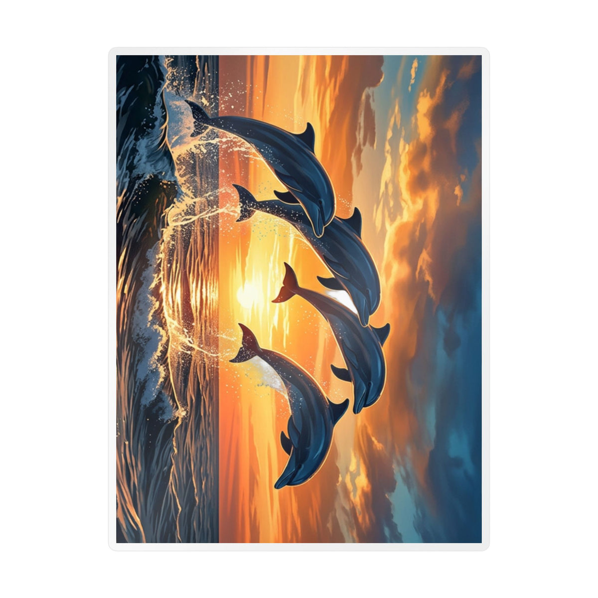 Dolphin Sunset Kiss-Cut Vinyl Decal