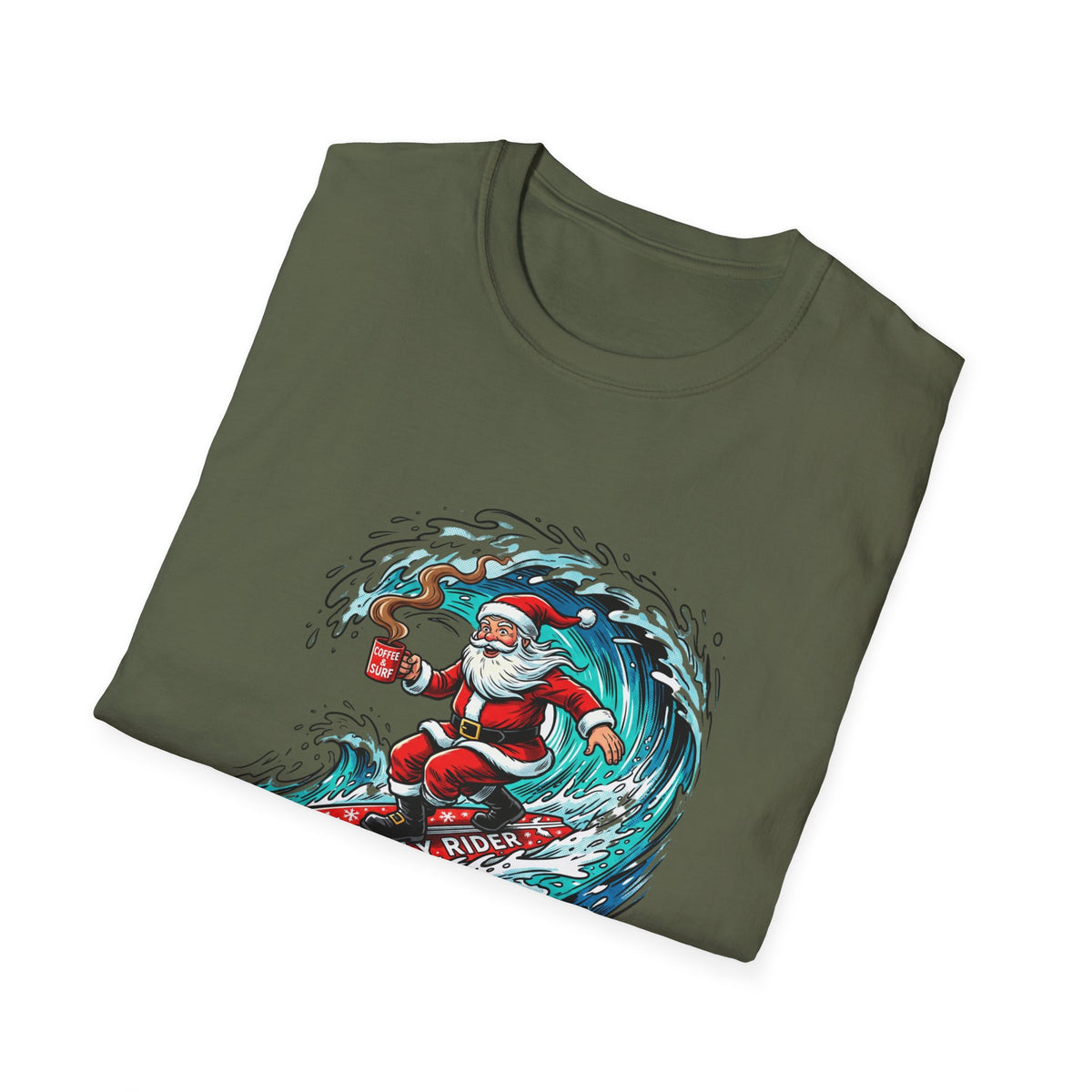 Santa Surfing T-Shirt — Surfing Santa Christmas Tee