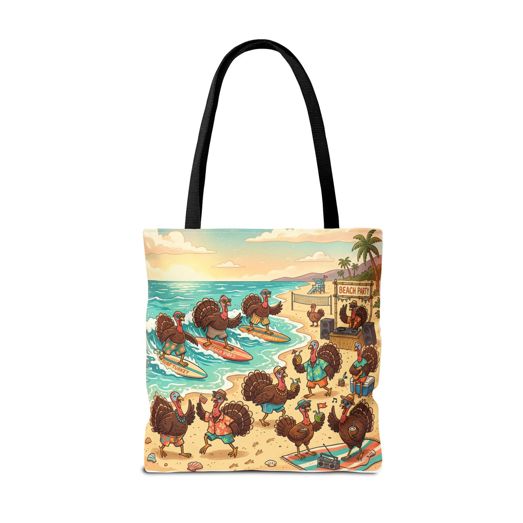 Surfing Turkeys Beach Tote Bag – Funny Thanksgiving Summer Beach Tote