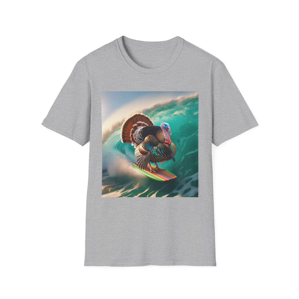 Majestic Surfing Turkey T-Shirt – Thanksgiving Wildlife Graphic Tee