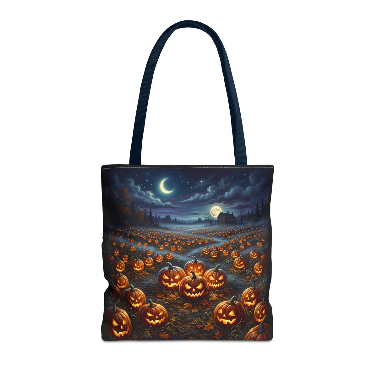 Halloween Pumpkin Patch Tote Bag — Spooky Night Jack-O'-Lantern Canvas Tote