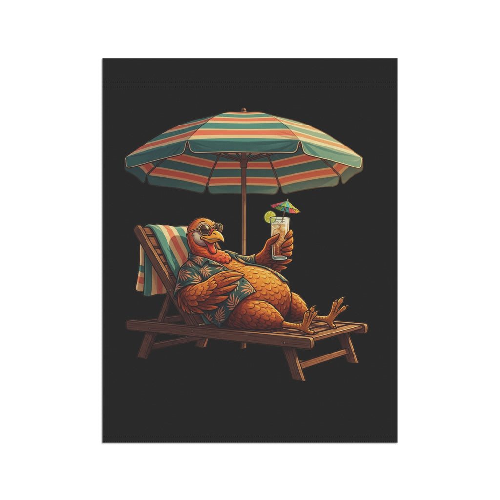 Garden Flag — Relaxed Turkey Lounging With Drink Garden & House Banner