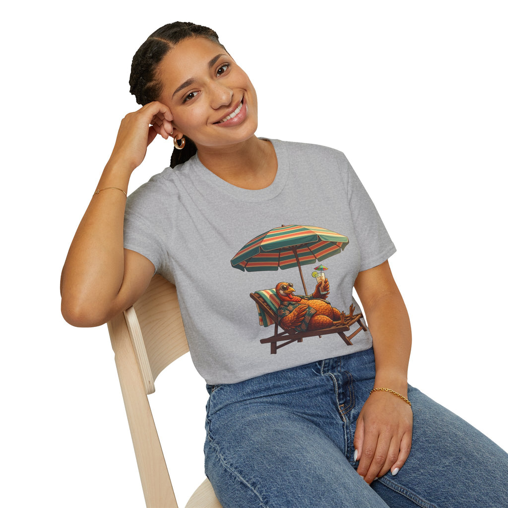 Beach Dog T‑Shirt — Relaxing Dachshund Under Umbrella Graphic Tee