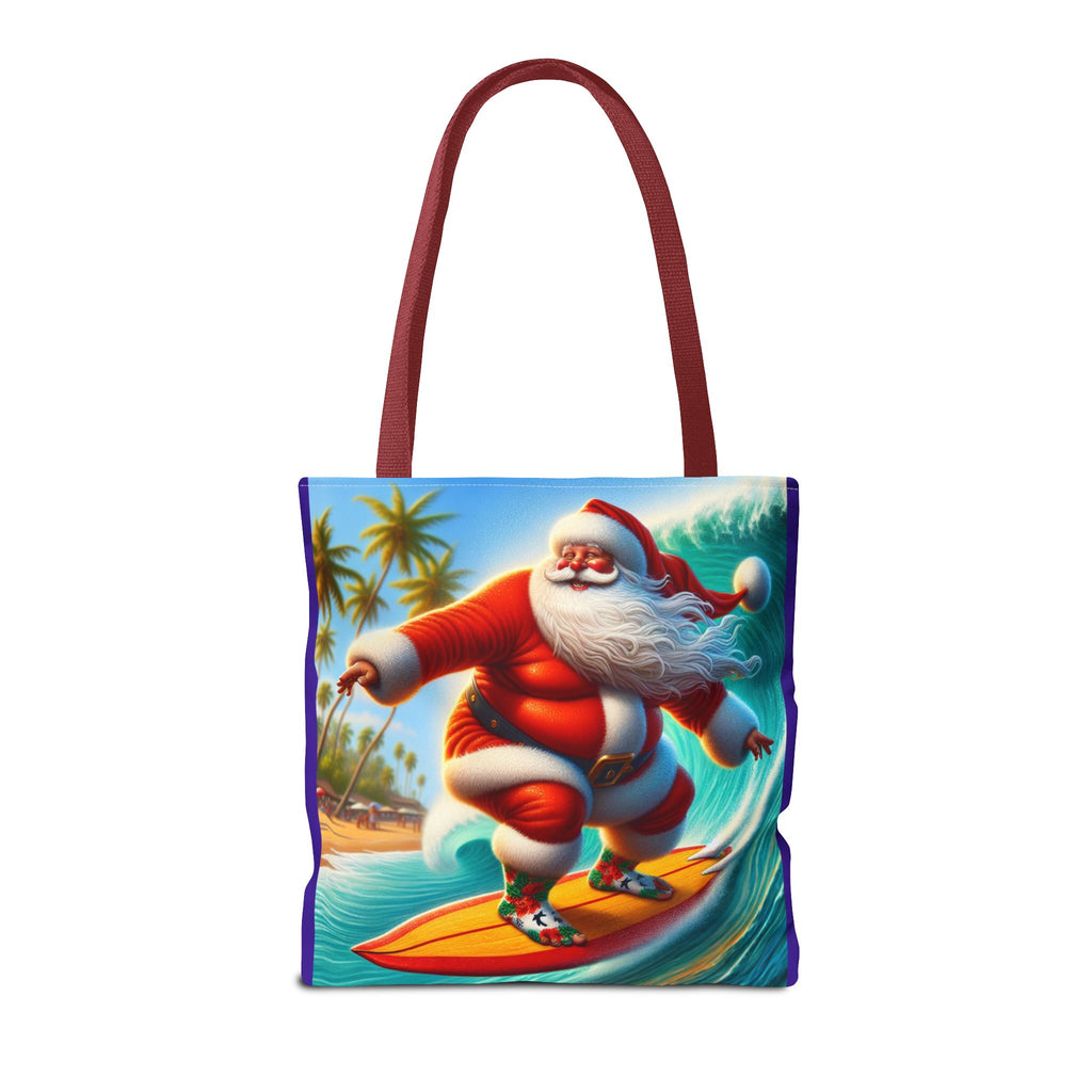 Surfing Santa Tote Bag — Tropical Christmas Beach Holiday Tote