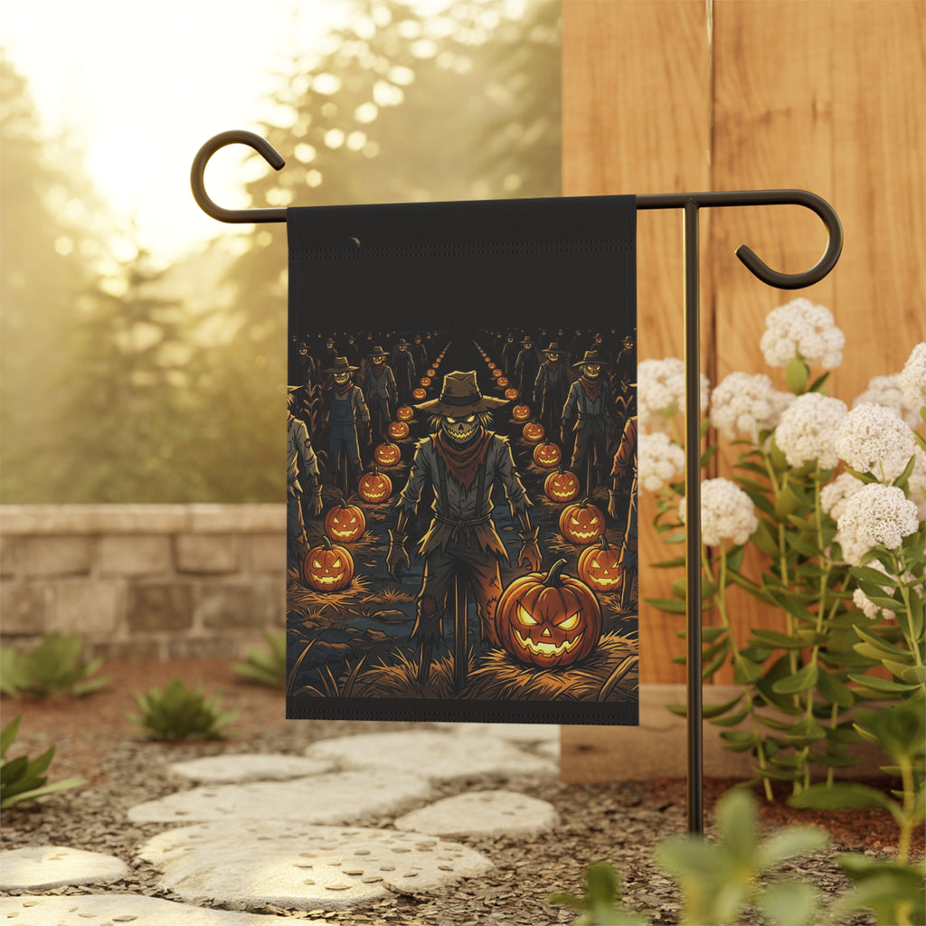Halloween Scarecrow Pumpkin Patch Garden Flag – Spooky Rustic Outdoor Banner