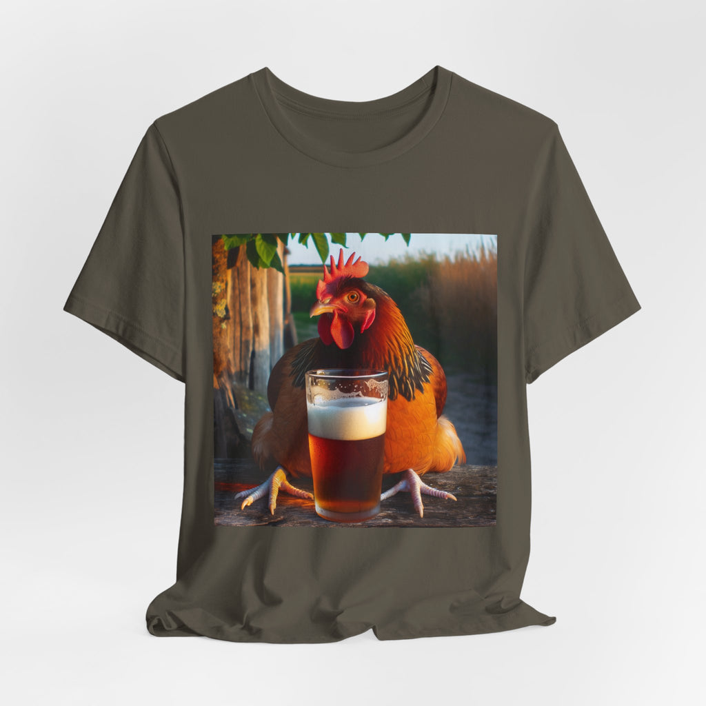 Funny Rooster with Beer Graphic Unisex T-Shirt