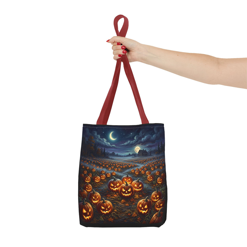 Halloween Pumpkin Patch Tote Bag — Spooky Night Jack-O'-Lantern Canvas Tote