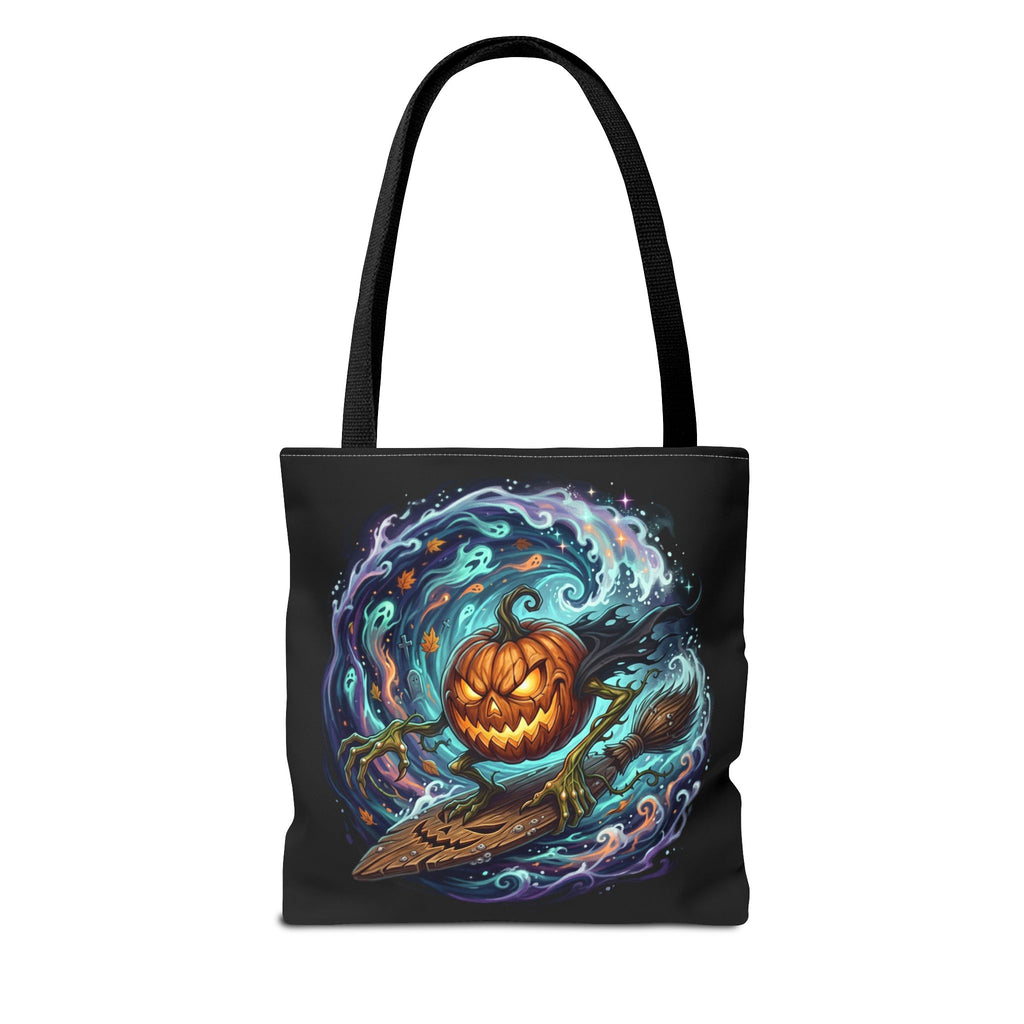 Halloween Surfing Pumpkin Tote Bag — Spooky Jack-o'-Lantern Beach Wave Tote