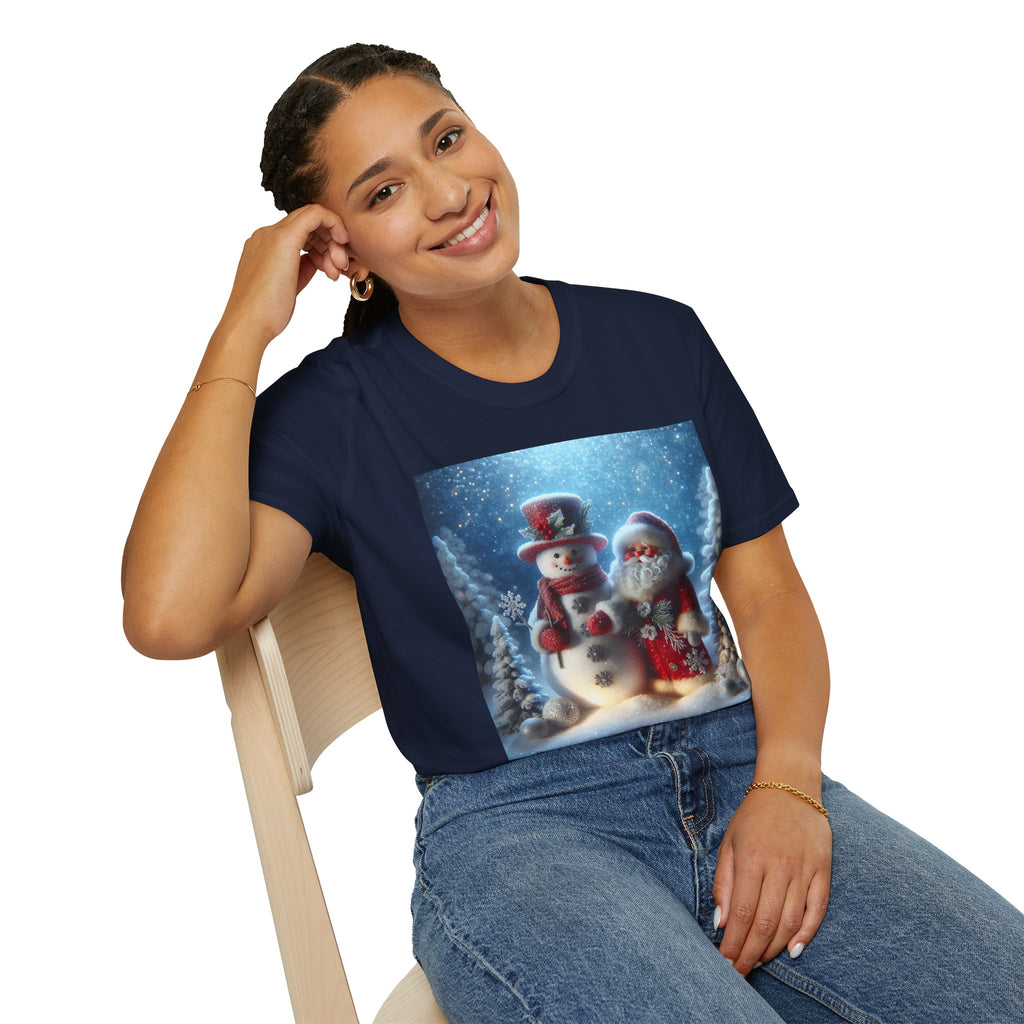 Christmas Santa & Snowman T-Shirt — Holiday Winter Scene Tee