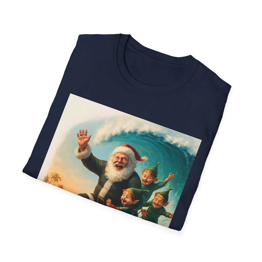 Santa Surfing T-Shirt — Retro Christmas Surfing Santa Tee