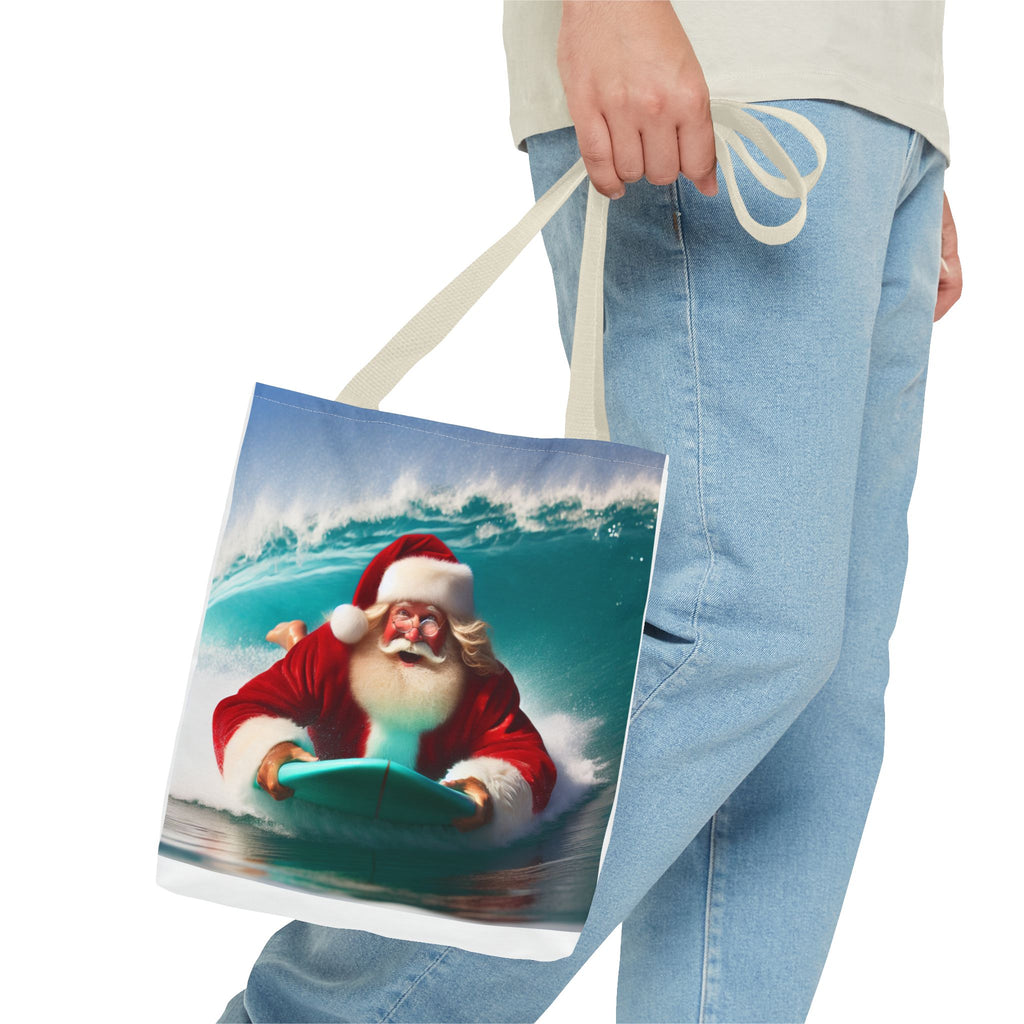 Christmas Surfing Santa Tote Bag – Festive Beach Holiday Shopper