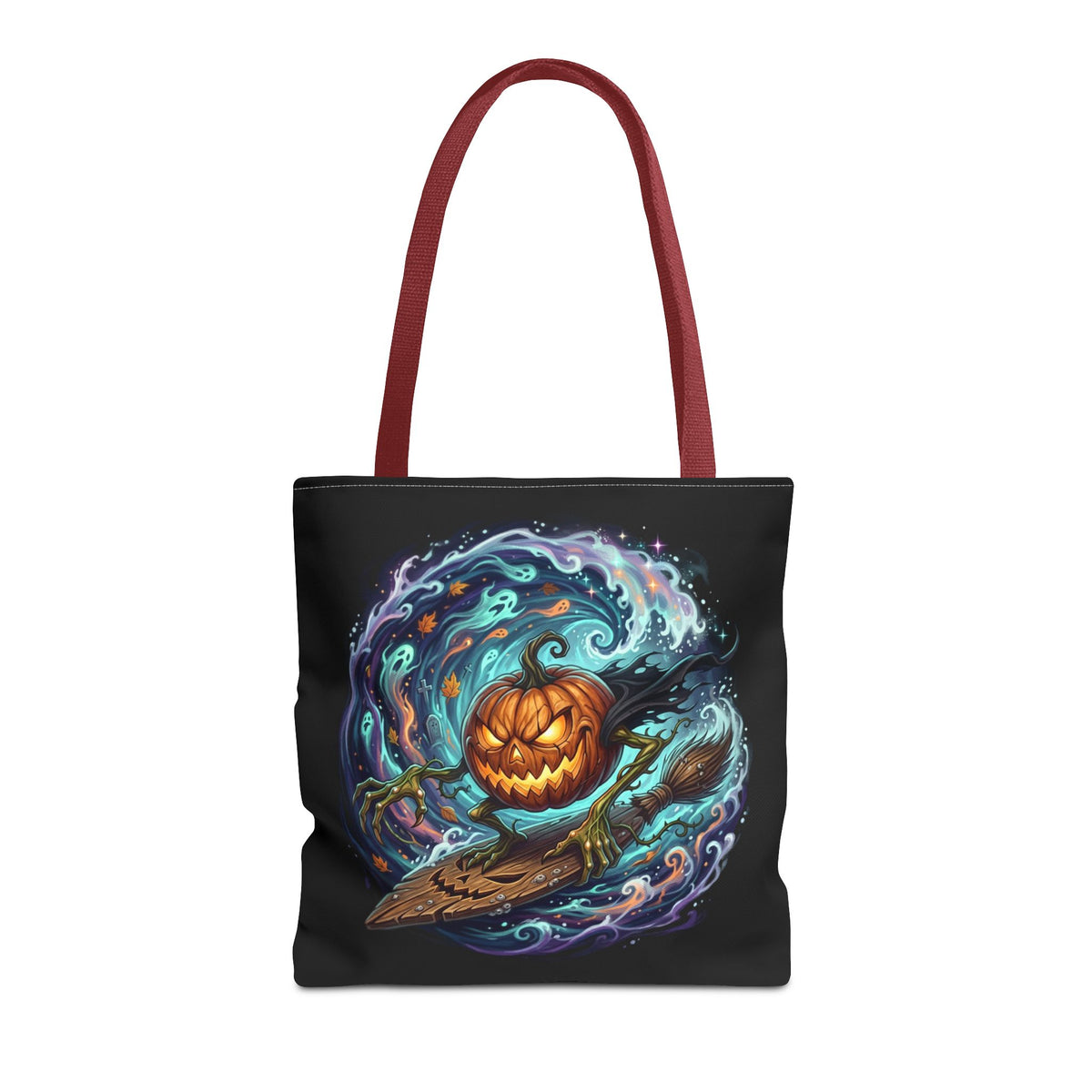 Halloween Surfing Pumpkin Tote Bag — Spooky Jack-o'-Lantern Beach Wave Tote