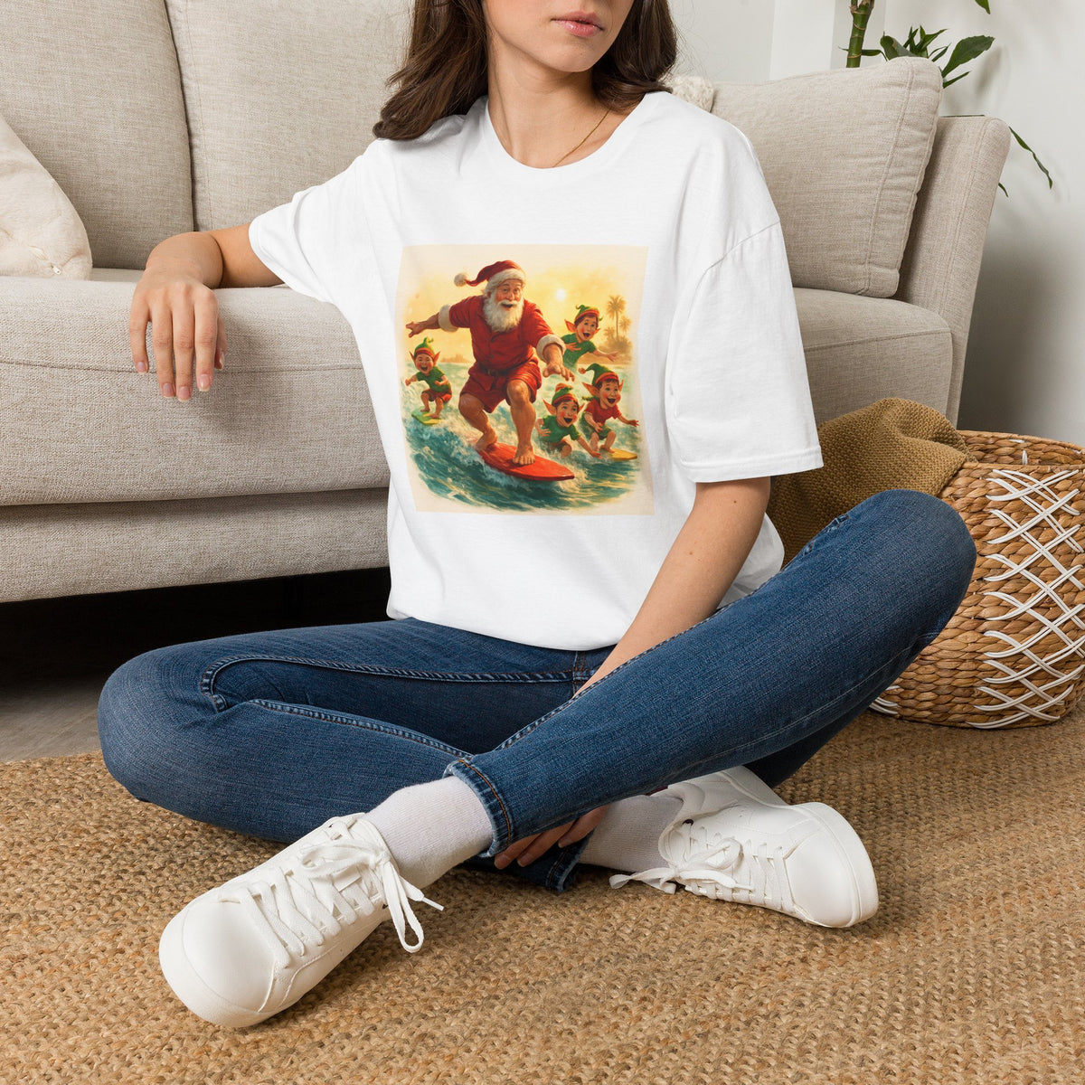 Surfing Santa Vintage Christmas T-Shirt
