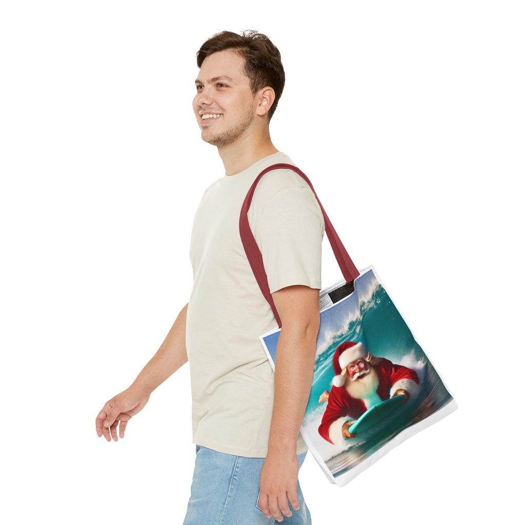 Christmas Surfing Santa Tote Bag – Festive Beach Holiday Shopper