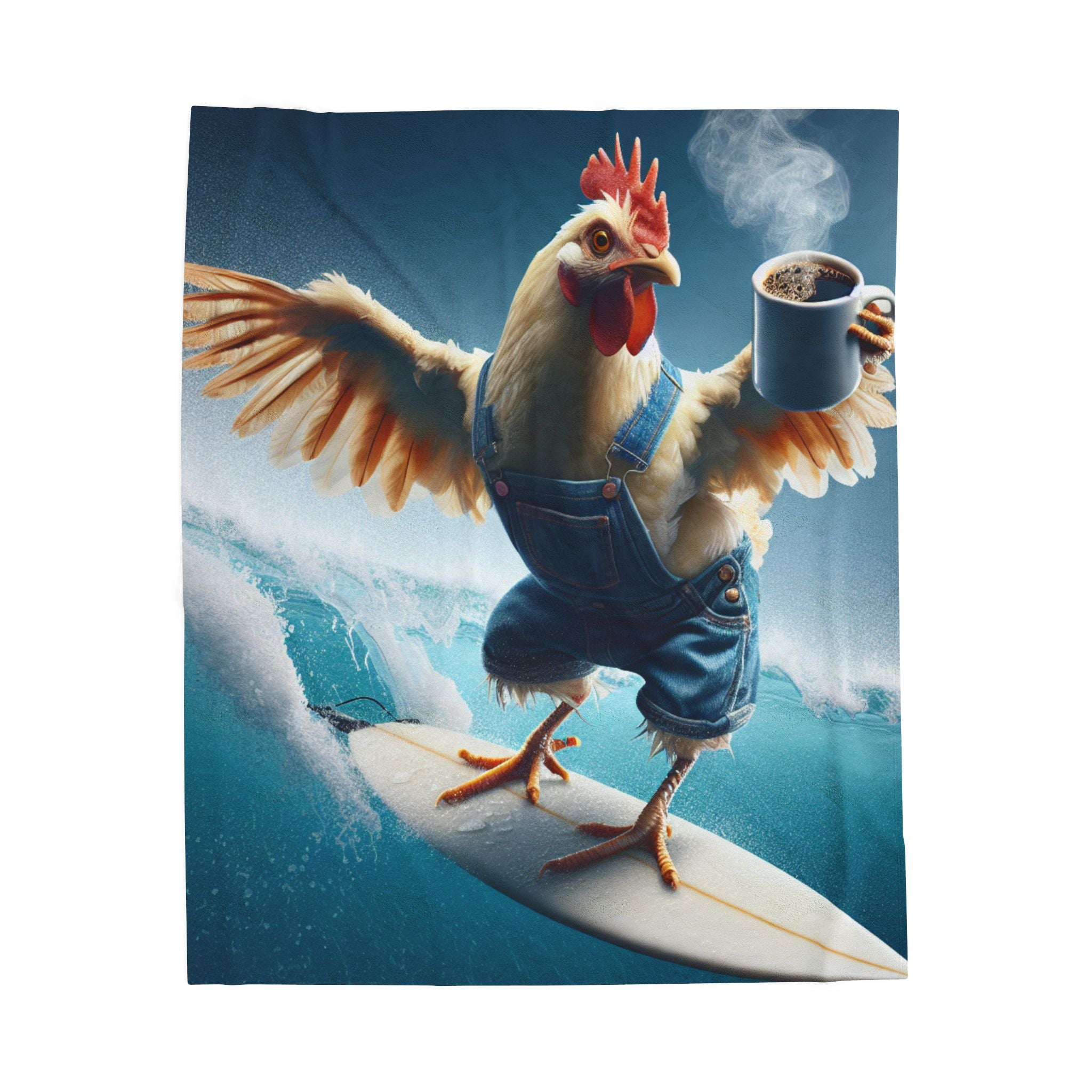 Velveteen Plush Blanket - Rooster Surfing