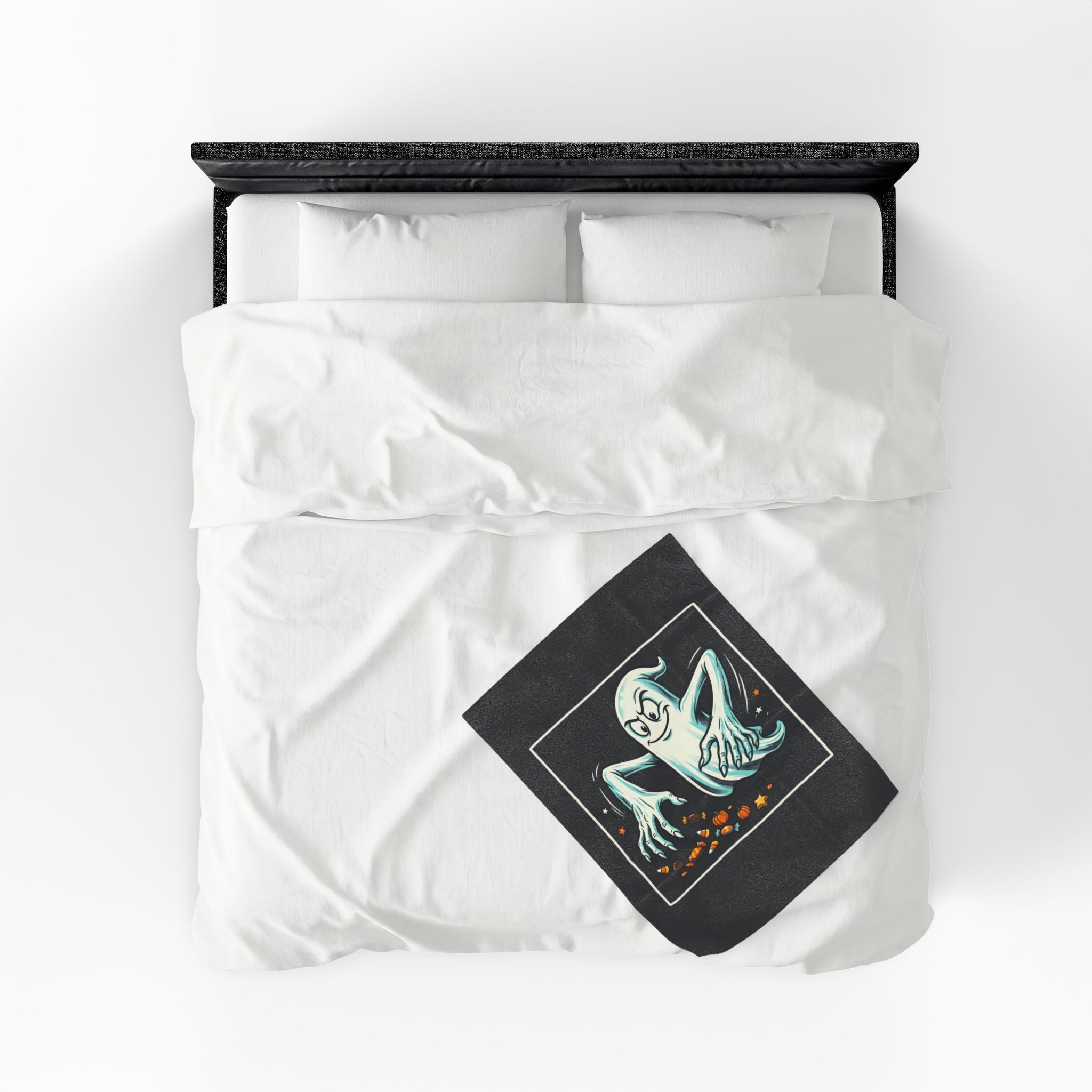 Candy Grabber Ghost Halloween Velveteen Plush Blanket