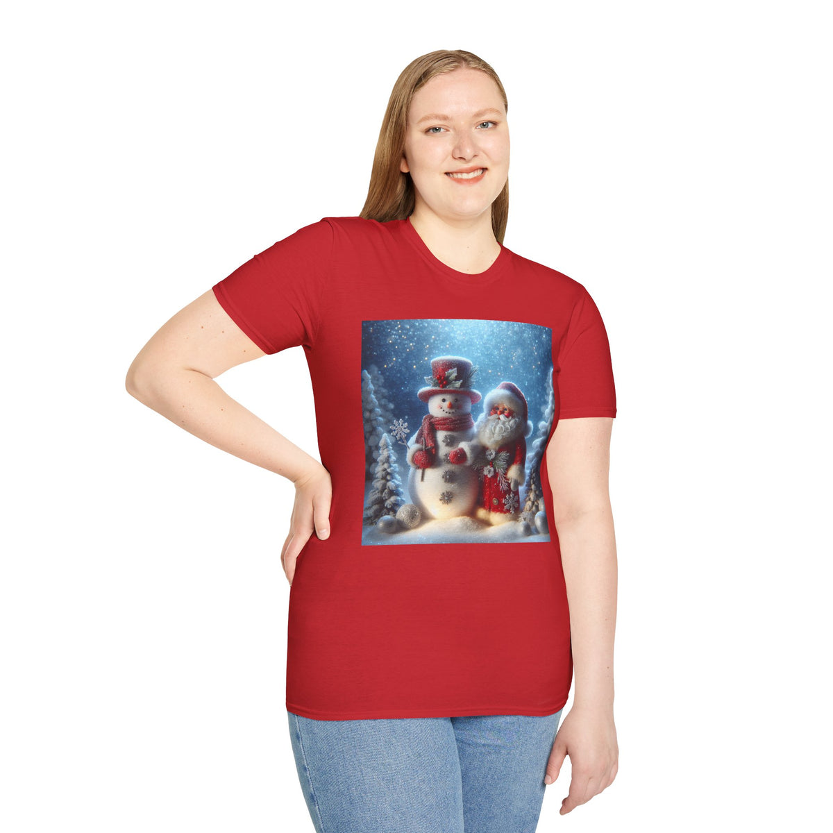 Christmas Santa & Snowman T-Shirt — Holiday Winter Scene Tee