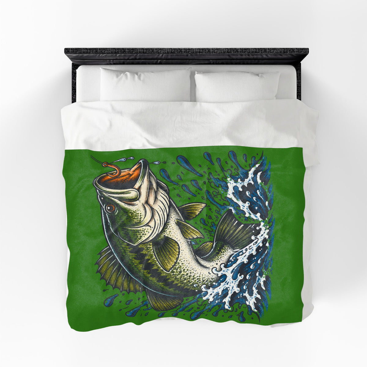 Largemouth Bass Fishing Velveteen Plush Blanket
