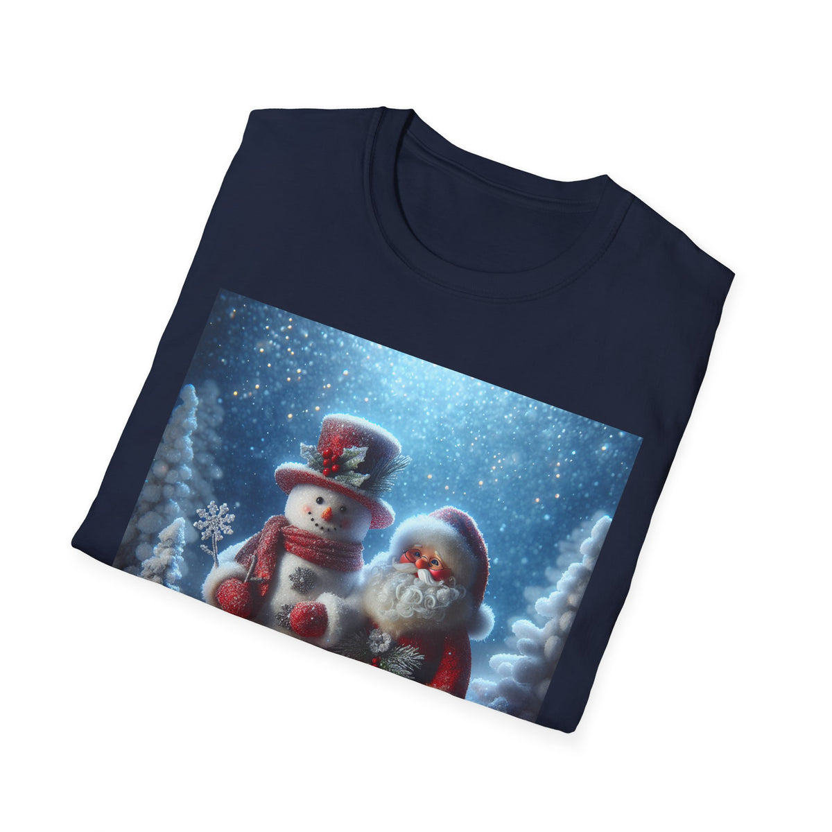 Christmas Santa & Snowman T-Shirt — Holiday Winter Scene Tee