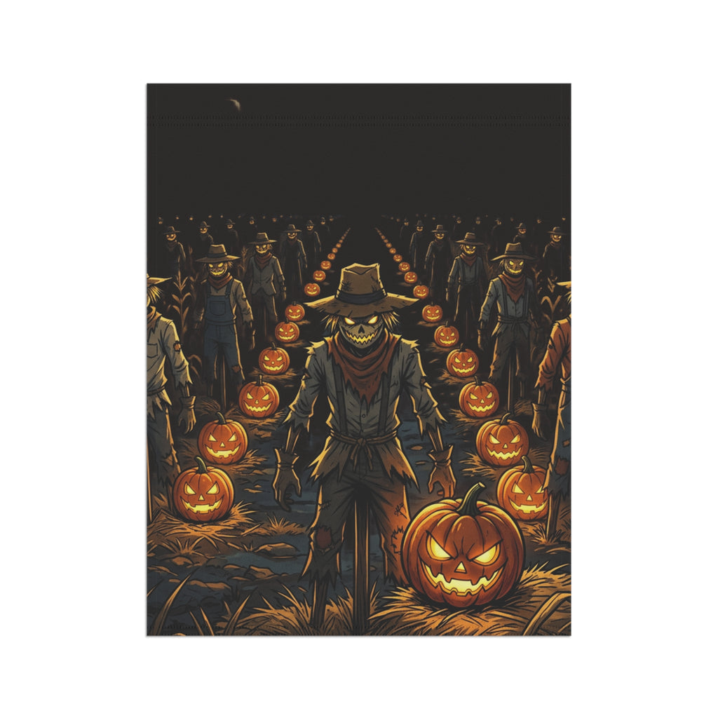 Halloween Scarecrow Pumpkin Patch Garden Flag – Spooky Rustic Outdoor Banner