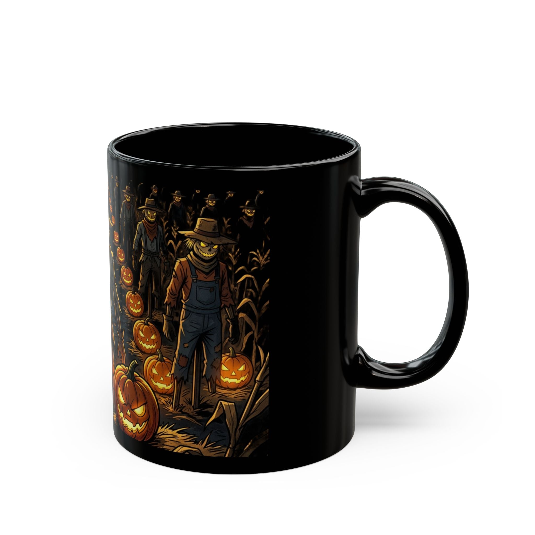 Halloween Scarecrow Pumpkin Path Black Mug (11oz, 15oz)