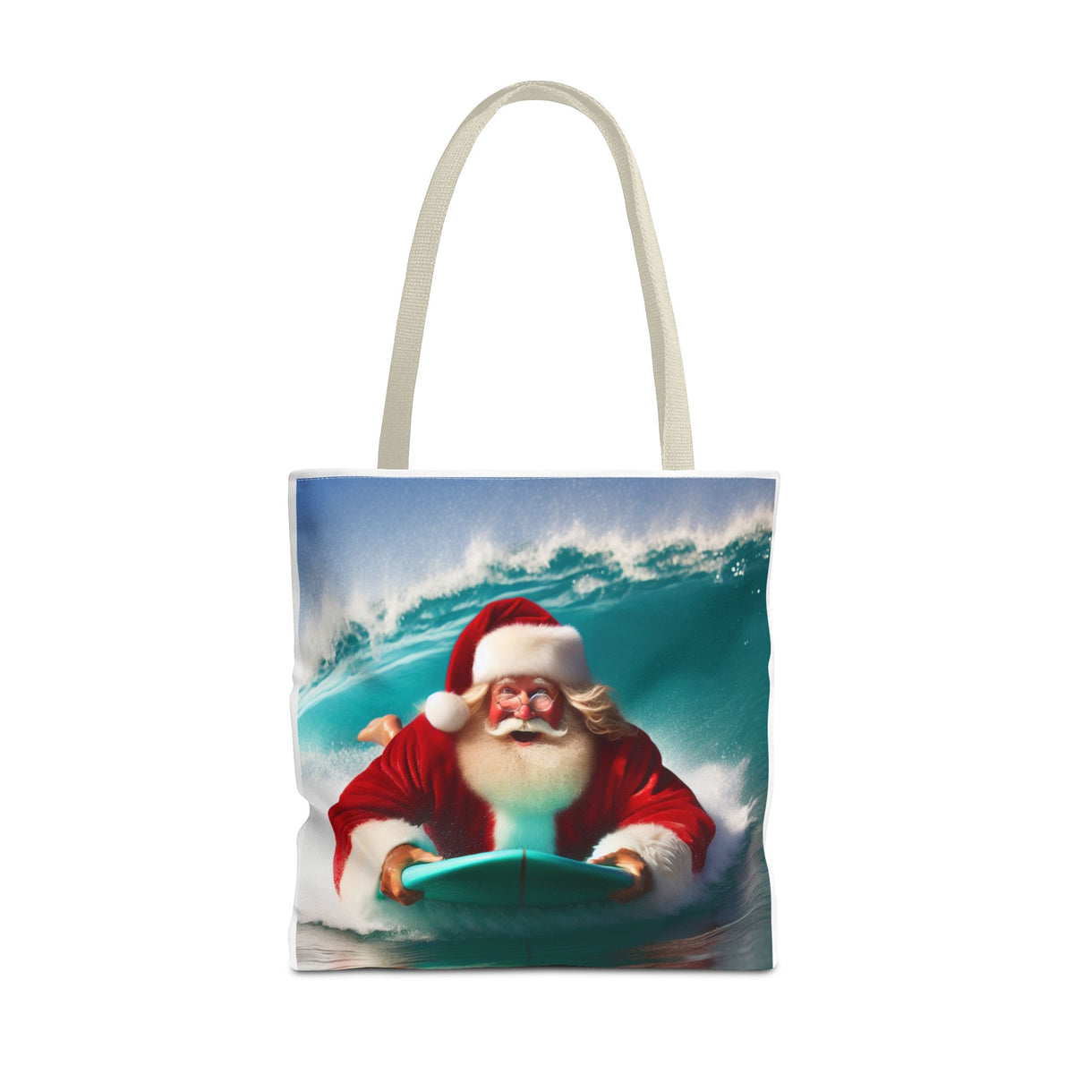 Christmas Surfing Santa Tote Bag – Festive Beach Holiday Shopper
