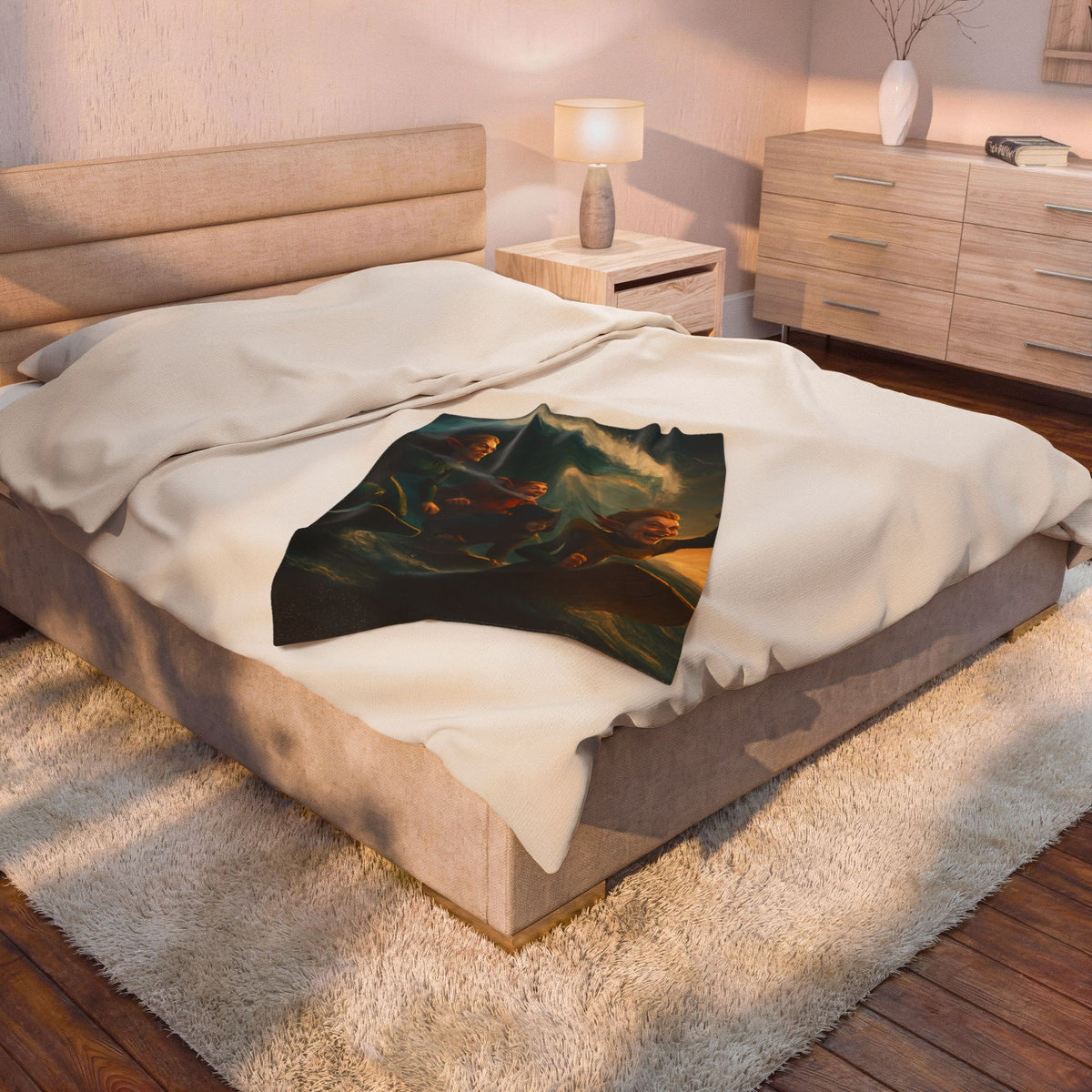 Santa’s Surfing Elves Velveteen Plush Blanket