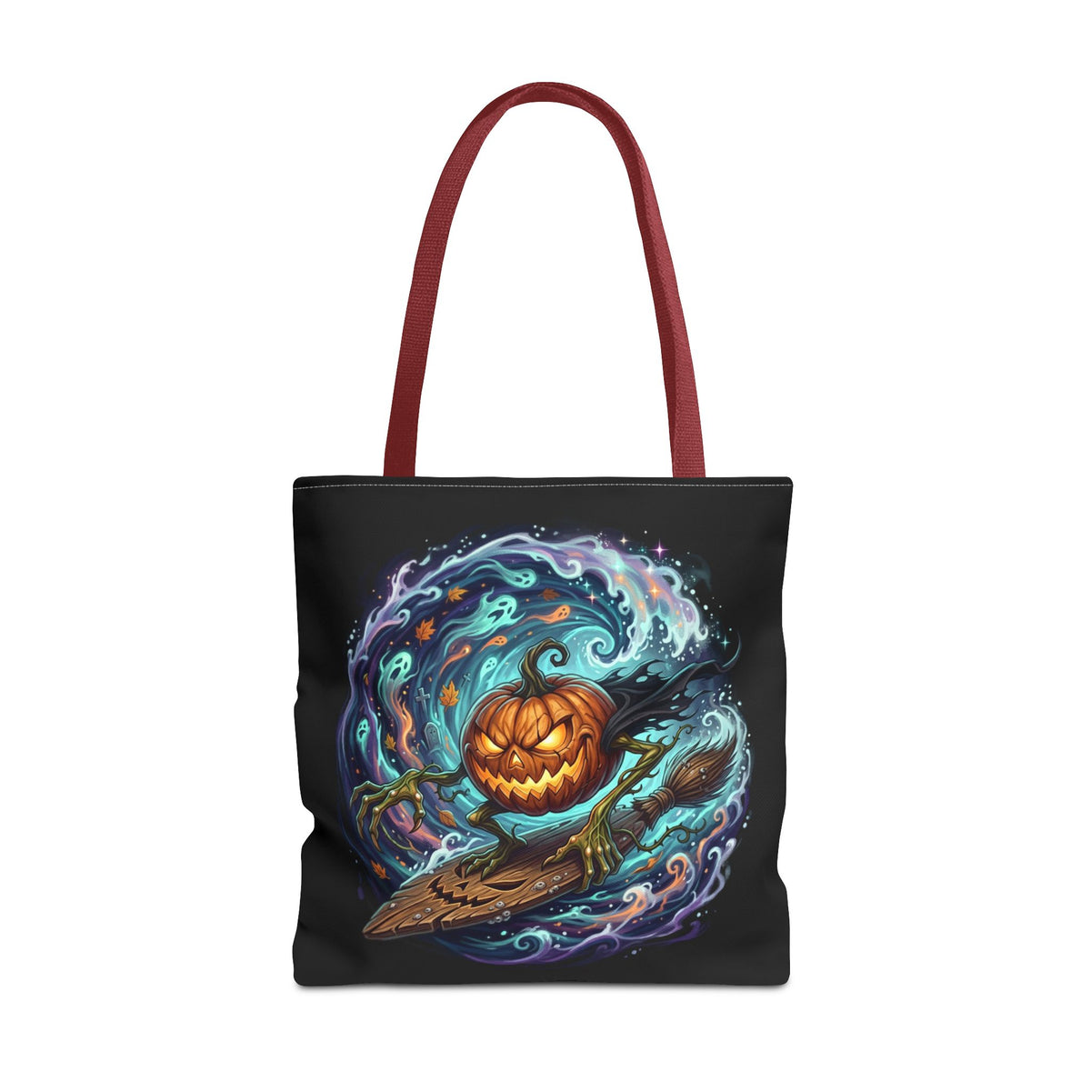 Halloween Surfing Pumpkin Tote Bag — Spooky Jack-o'-Lantern Beach Wave Tote