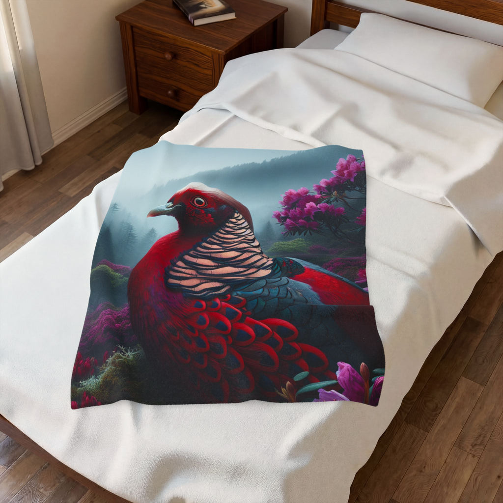 Colorful Bird II Velveteen Plush Blanket