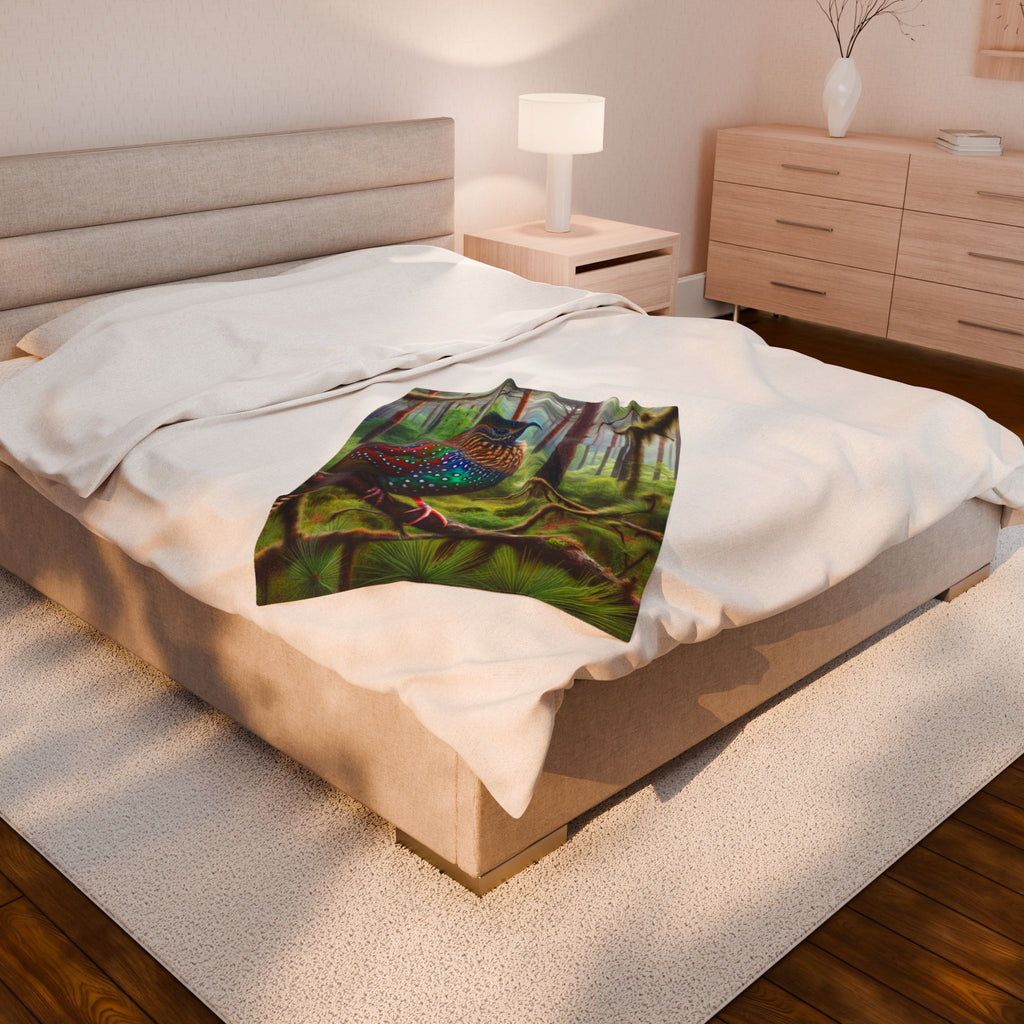 Velveteen Plush Blanket - Colorful Bird