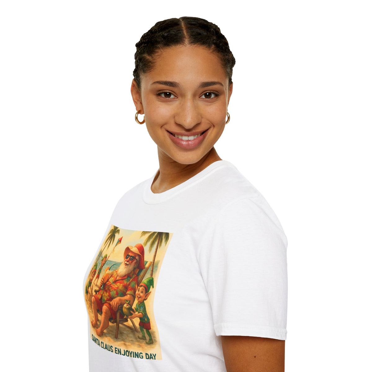 Santa Claus Enjoying Day T-Shirt – Retro Beach Holiday Tee