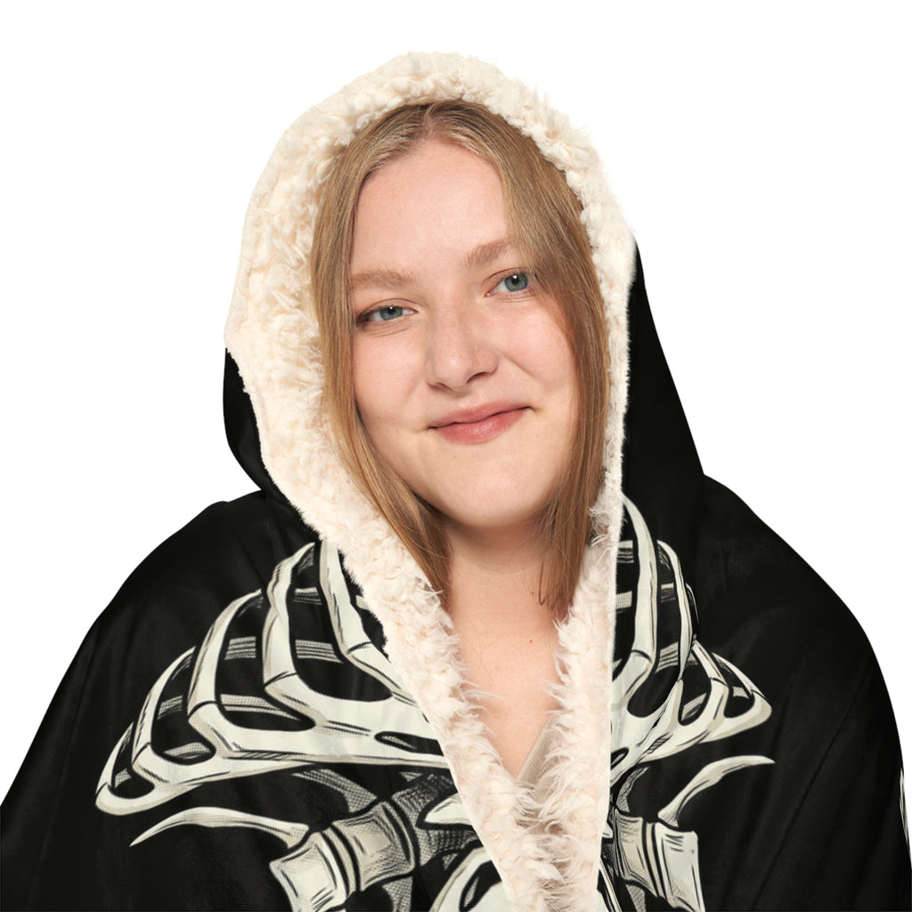Hooded Skeleton Ribcage Snuggle Blanket – Cozy Halloween Throw