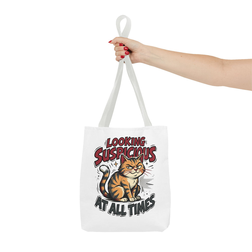 Looking Suspicious Cat Tote Bag - Funny Cat Lover Canvas Shopper