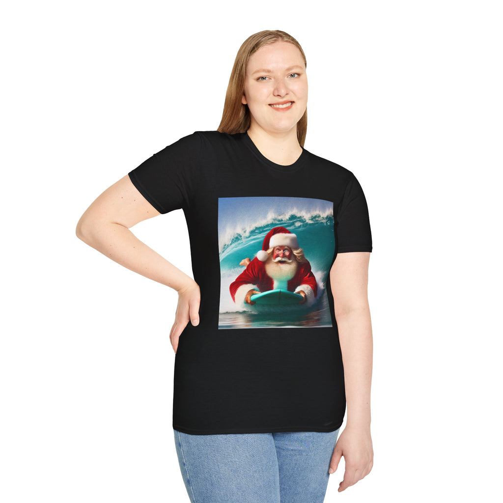 Surfing Santa T-Shirt — Funny Christmas Surf Holiday Tee