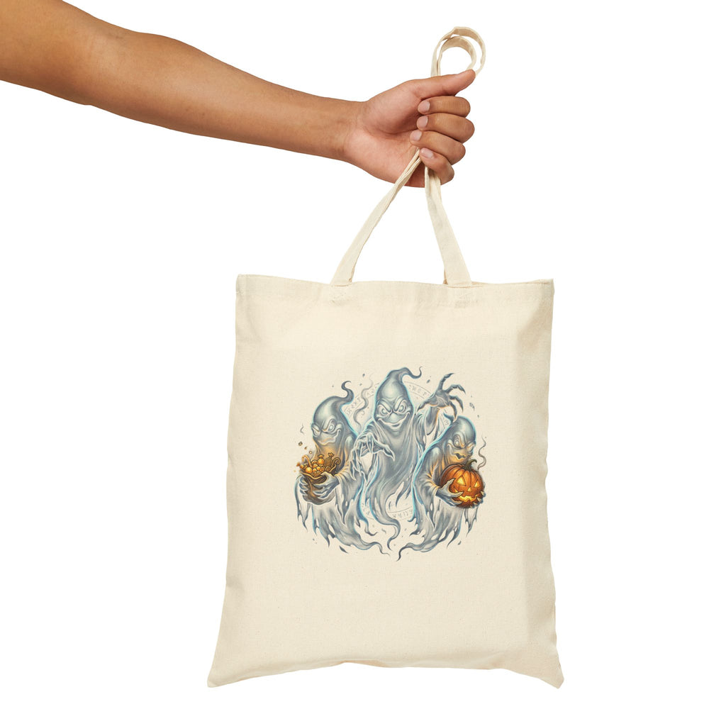 THREE LITTLE GHOST Cotton Canvas Tote Bag