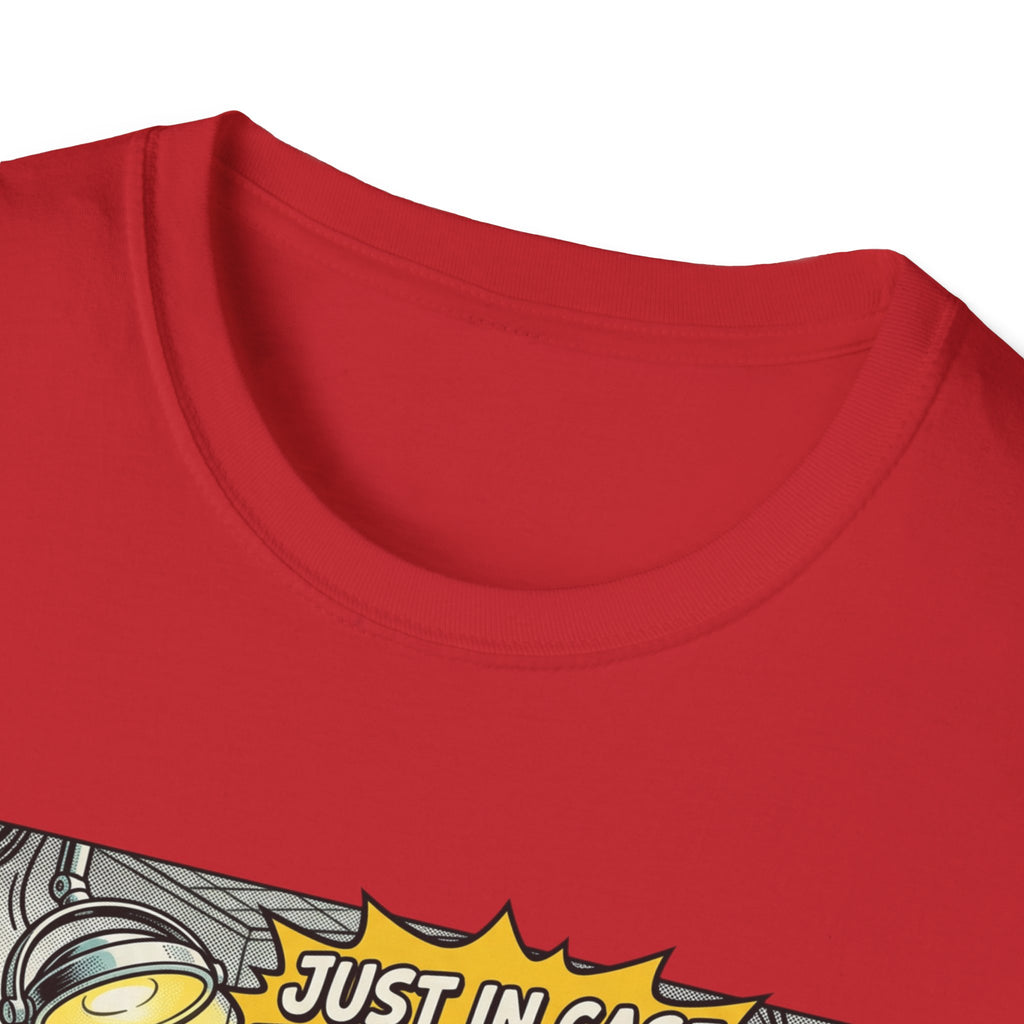 Dental Chair Cartoon T‑Shirt — “Just in Case the Novocaine Doesn’t Work” Funny Dentist Tee