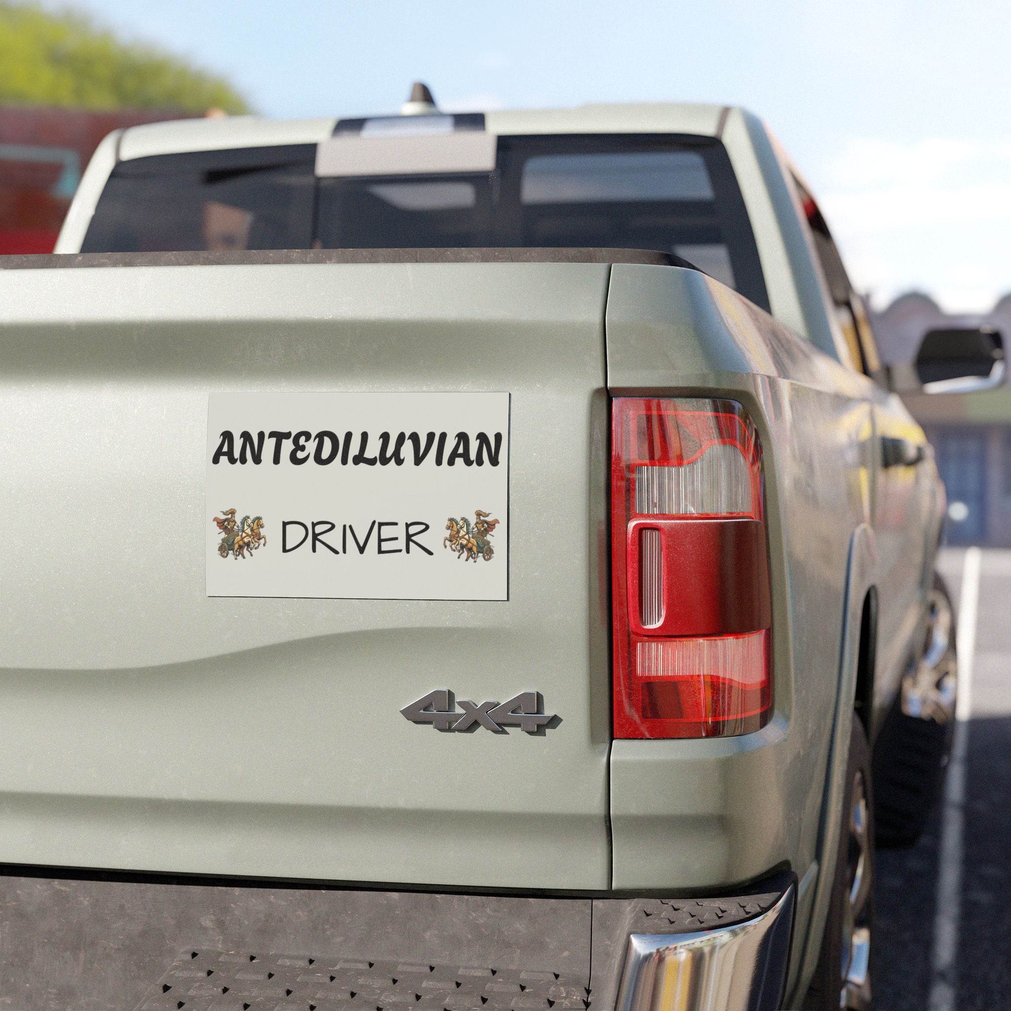 Antediluvian Driver Funny Slow & Steady Car Magnet – Gray with Design